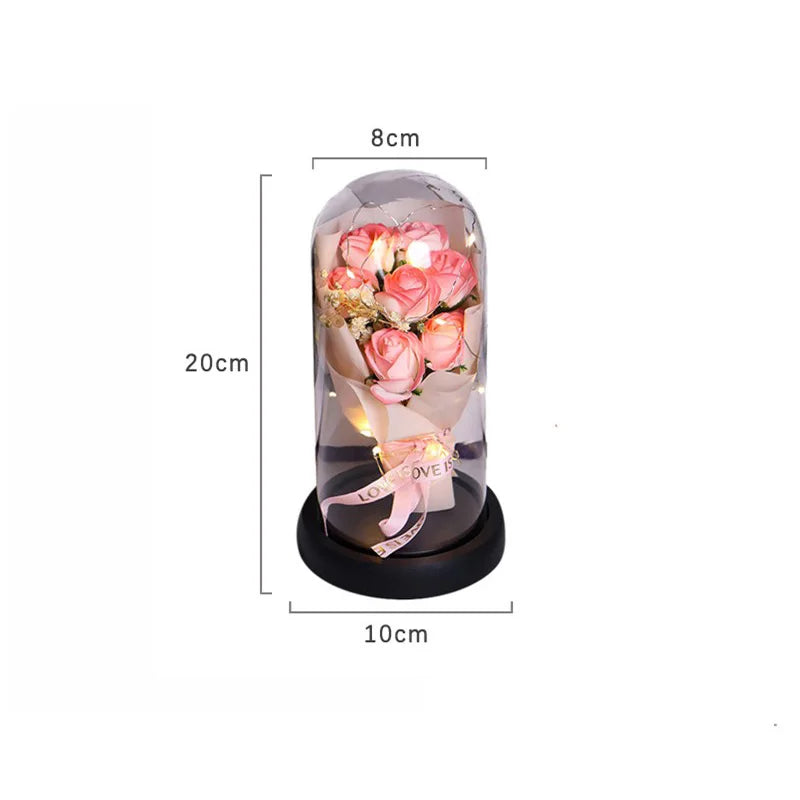 Infinity Rose Glass Dome Decor