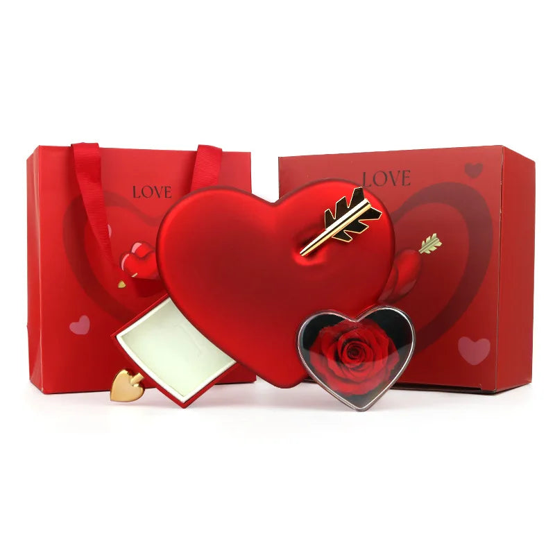 Love Rose Ring Necklace Display Box