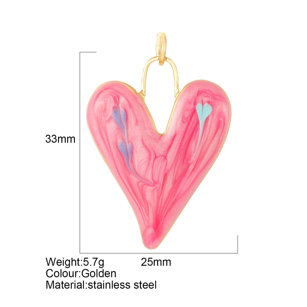 Y2k style heart-shaped pendant stainless steel