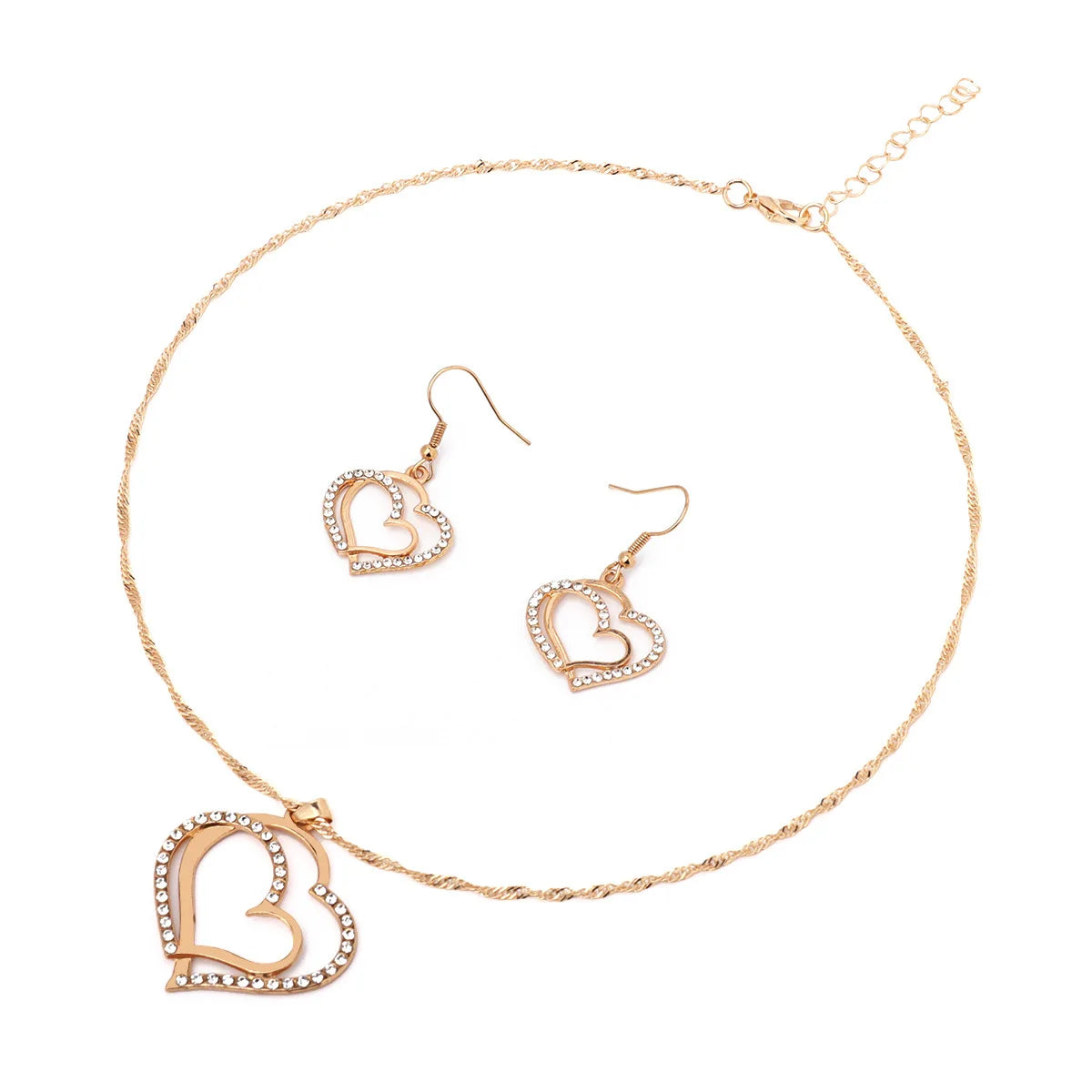 3 PCS Set Heart Shaped Jewelry for Women Exquisite Fashion