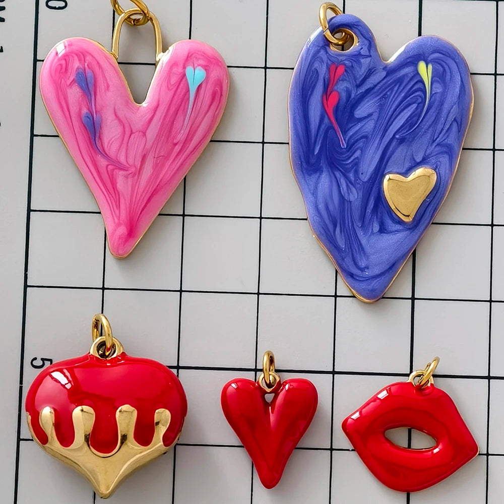 Y2k style heart-shaped pendant stainless steel