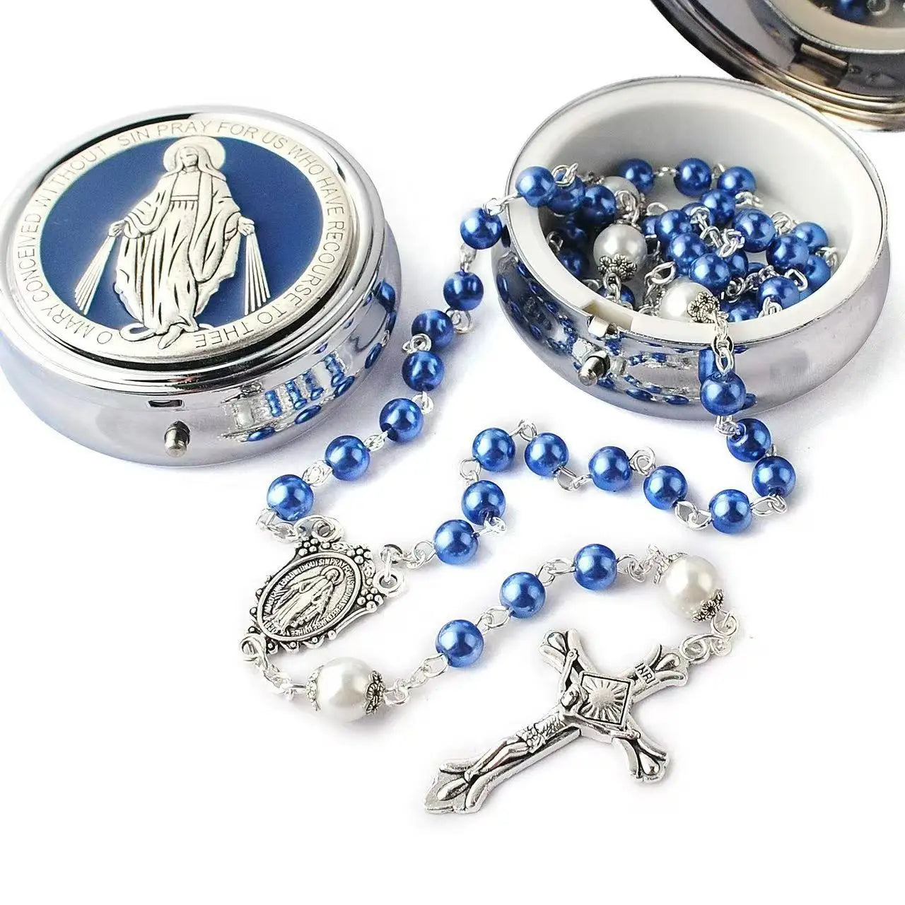 Glass Pearl Virgin Catholic Communion Gift for Boys And Girls