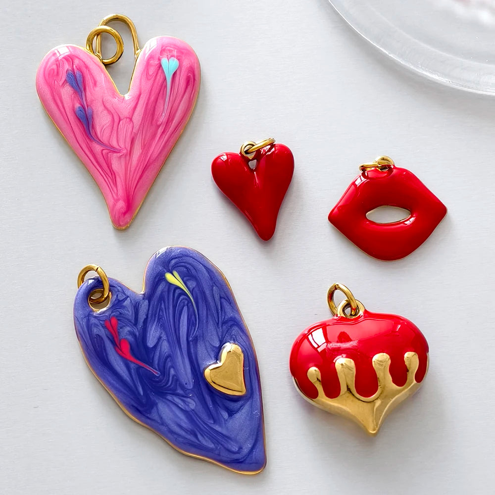 Y2k style heart-shaped pendant stainless steel
