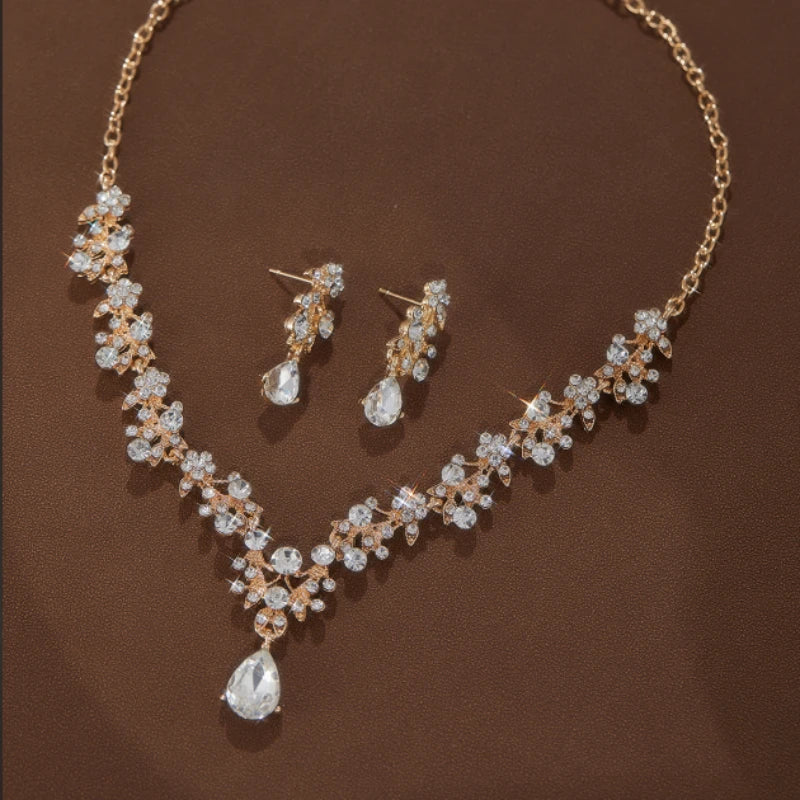 Fashion Light Luxury  Pendant Necklace Earrings,  Wedding Party