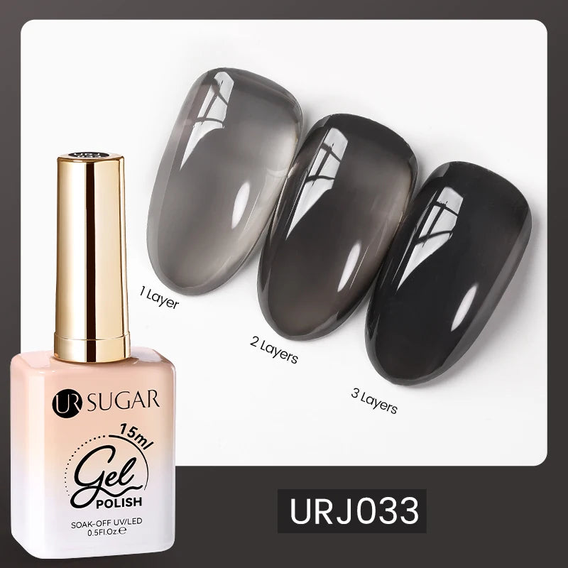 UR SUGAR 15ml Jelly Gel Polish Translucent Black Nail Gel Manicure