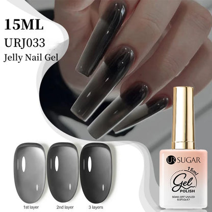 UR SUGAR 15ml Jelly Gel Polish Translucent Black Nail Gel Manicure
