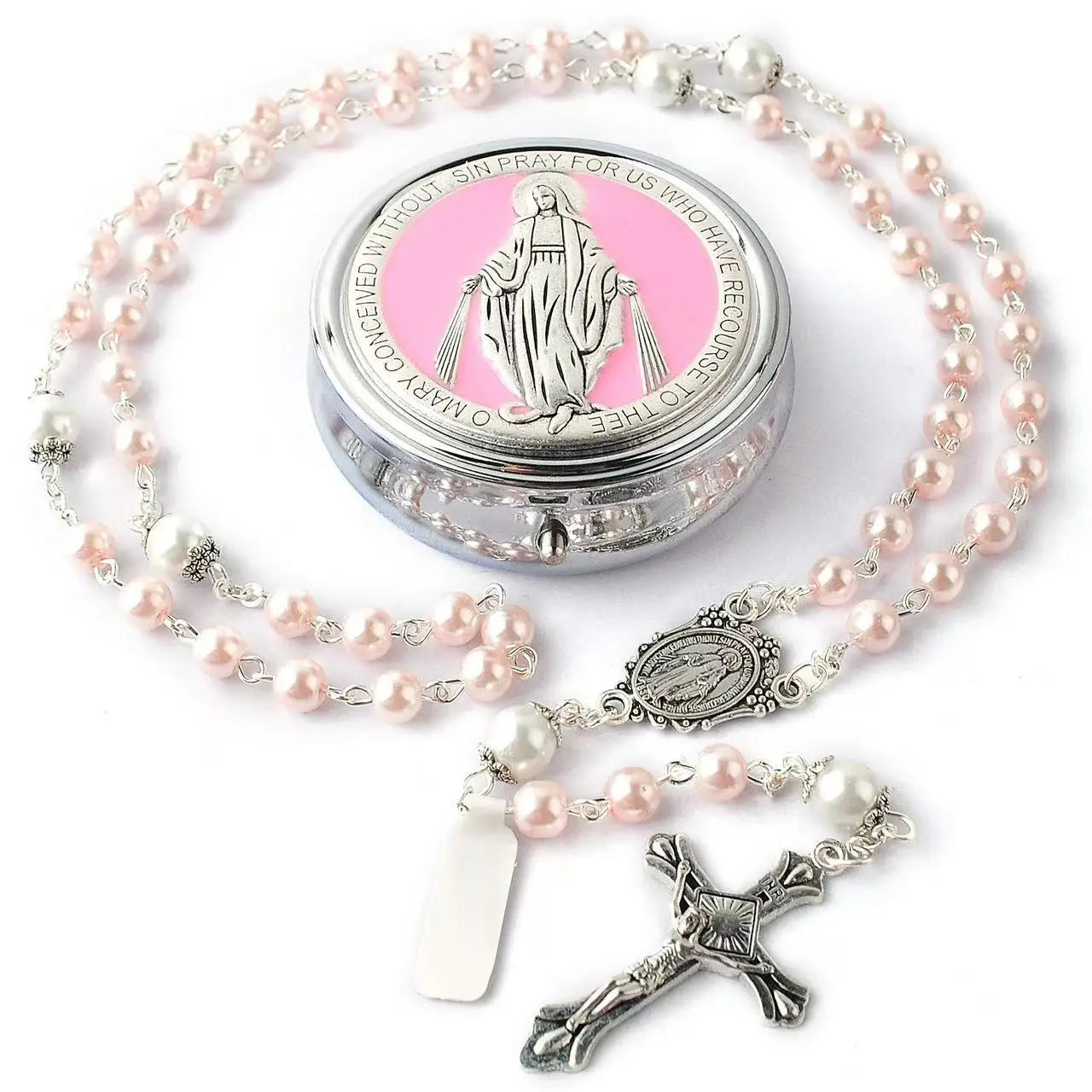 Glass Pearl Virgin Catholic Communion Gift for Boys And Girls