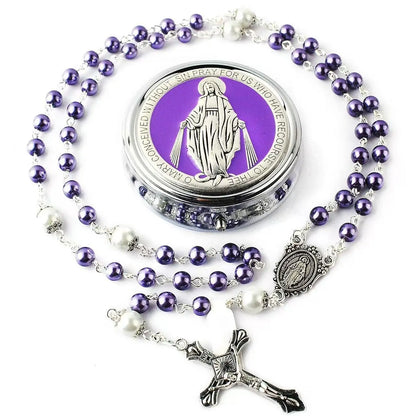 Glass Pearl Virgin Catholic Communion Gift for Boys And Girls