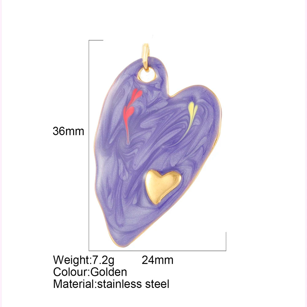 Y2k style heart-shaped pendant stainless steel