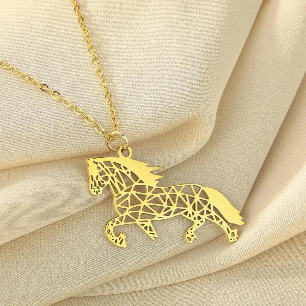 Origami Horse Pendant Necklace Jewelry Party Best Gifts