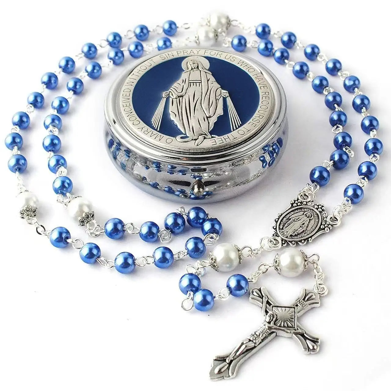 Glass Pearl Virgin Catholic Communion Gift for Boys And Girls