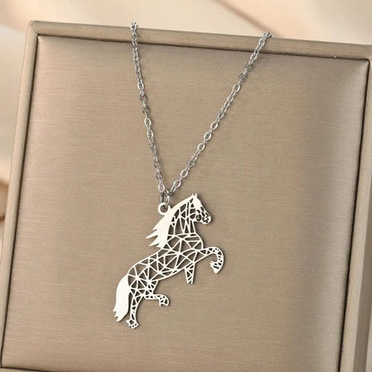 Origami Horse Pendant Necklace Jewelry Party Best Gifts