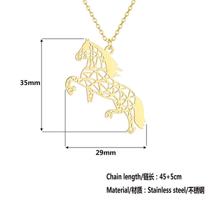 Origami Horse Pendant Necklace Jewelry Party Best Gifts